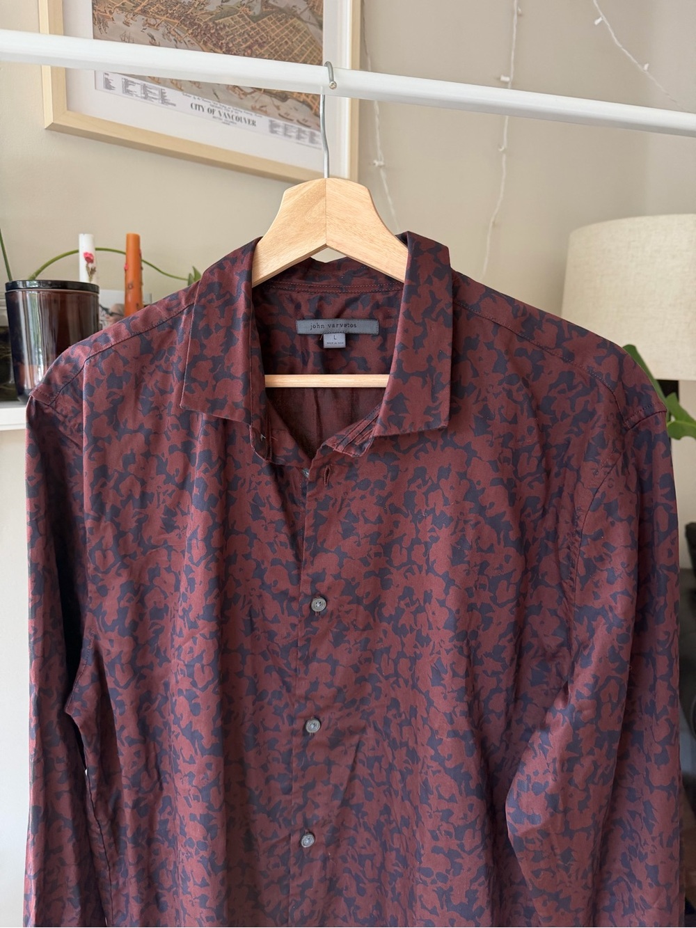 John Varvatos Brown and Black Abstract Print Shirt